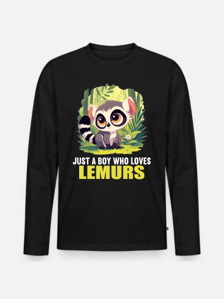 Lemuren Lemurs Lemur - Premium økologisk langærmet T-shirt til mænd - sort