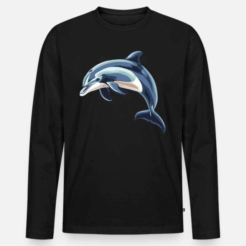 Dolphin Delfine Delfin - Männer Premium Bio Langarmshirt - Schwarz