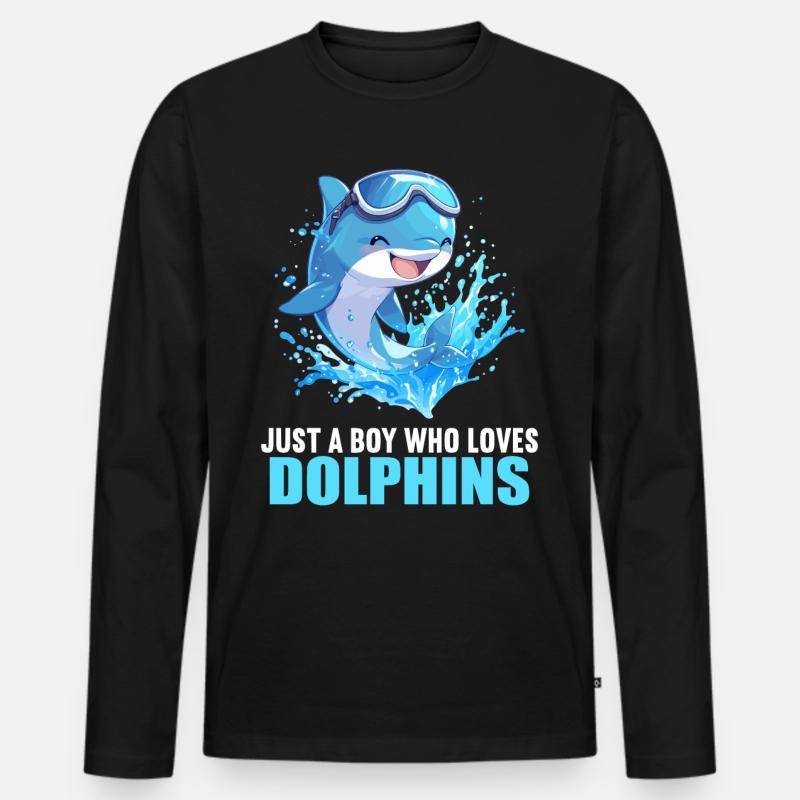 Dolphin Delfine Delfin - Männer Premium Bio Langarmshirt - Schwarz