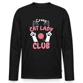 Verrückte Katzenfrau Club Lustiges Katzenliebhaber - Männer Premium Bio Langarmshirt - Schwarz - Vorne - Nico (187cm)