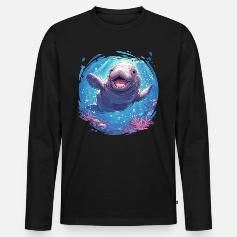 Seekuh Manatees Manatee - Männer Premium Bio Langarmshirt - Schwarz