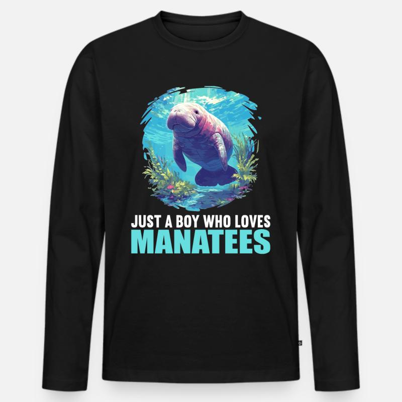 Seekuh Manatees Manatee - Männer Premium Bio Langarmshirt - Schwarz