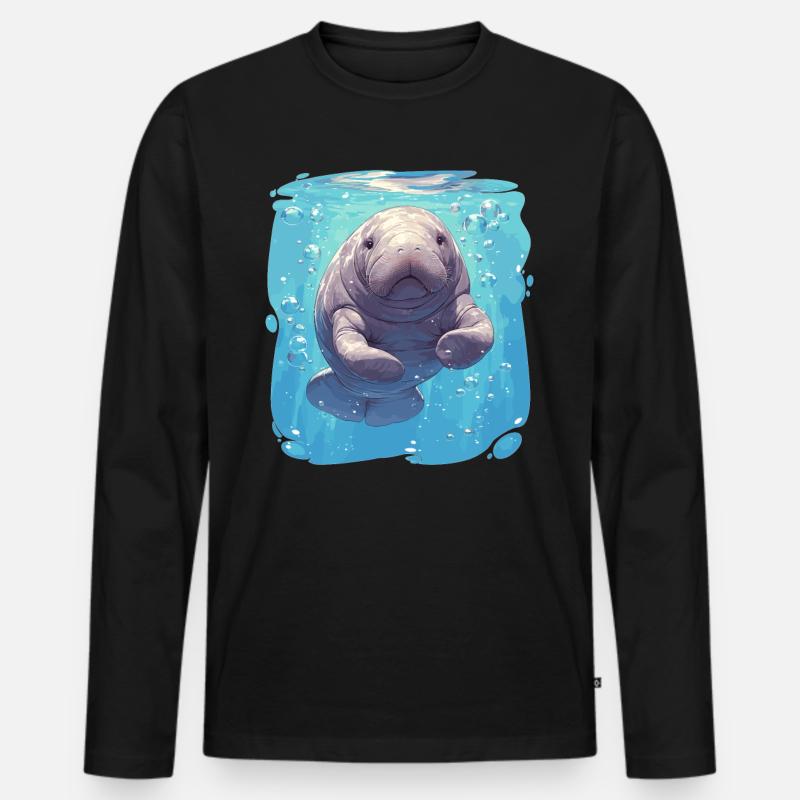 Seekuh Manatees Manatee - Männer Premium Bio Langarmshirt - Schwarz