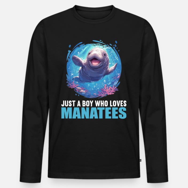 Seekuh Manatees Manatee - Männer Premium Bio Langarmshirt - Schwarz