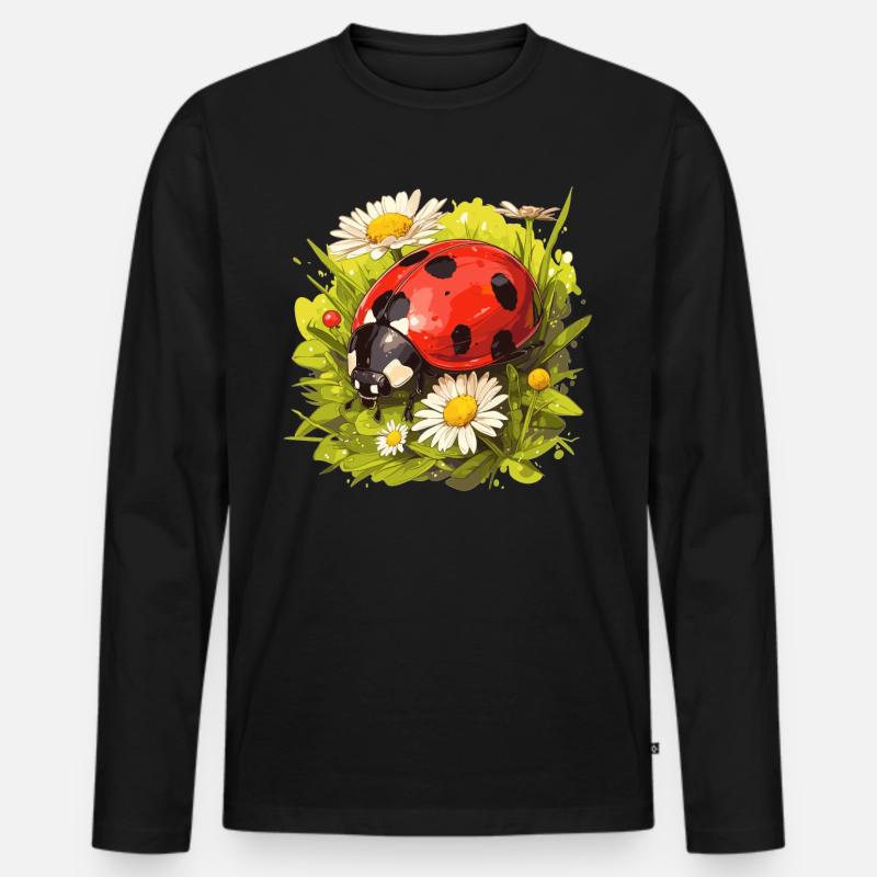 Ladybug Marienkäfer - Männer Premium Bio Langarmshirt - Schwarz
