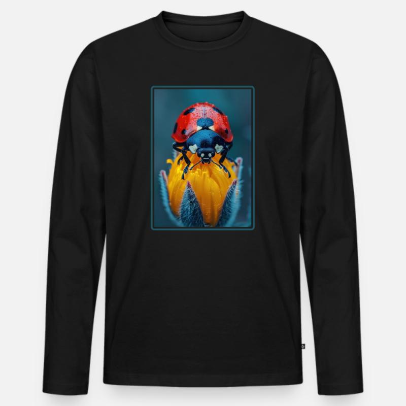 Ladybug Marienkäfer - Männer Premium Bio Langarmshirt - Schwarz