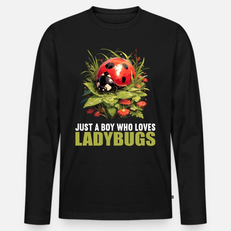 Ladybug Marienkäfer - Männer Premium Bio Langarmshirt - Schwarz