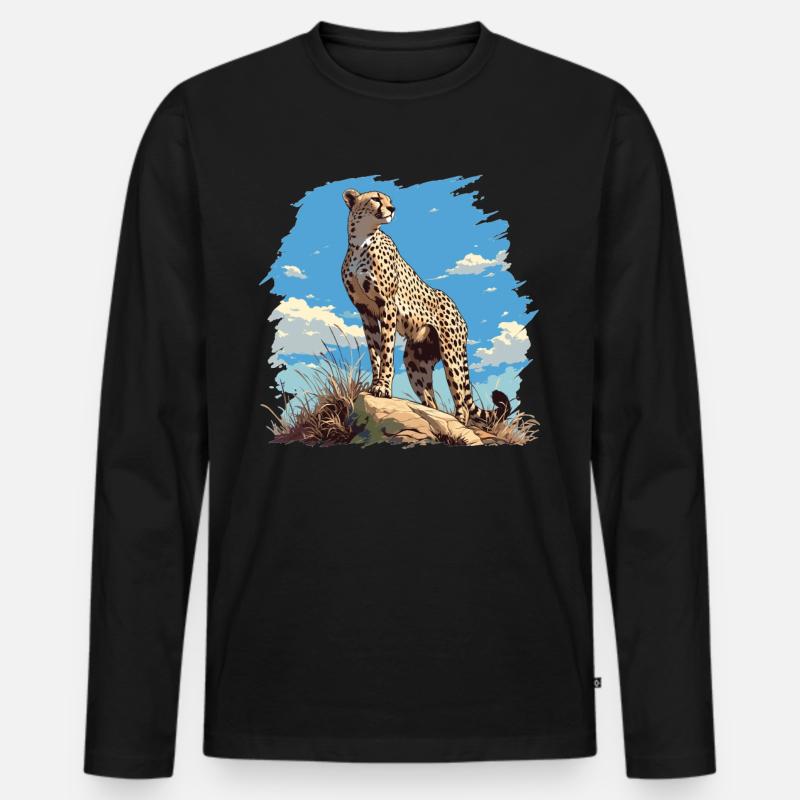 Cheetah Geparde Gepard - Männer Premium Bio Langarmshirt - Schwarz