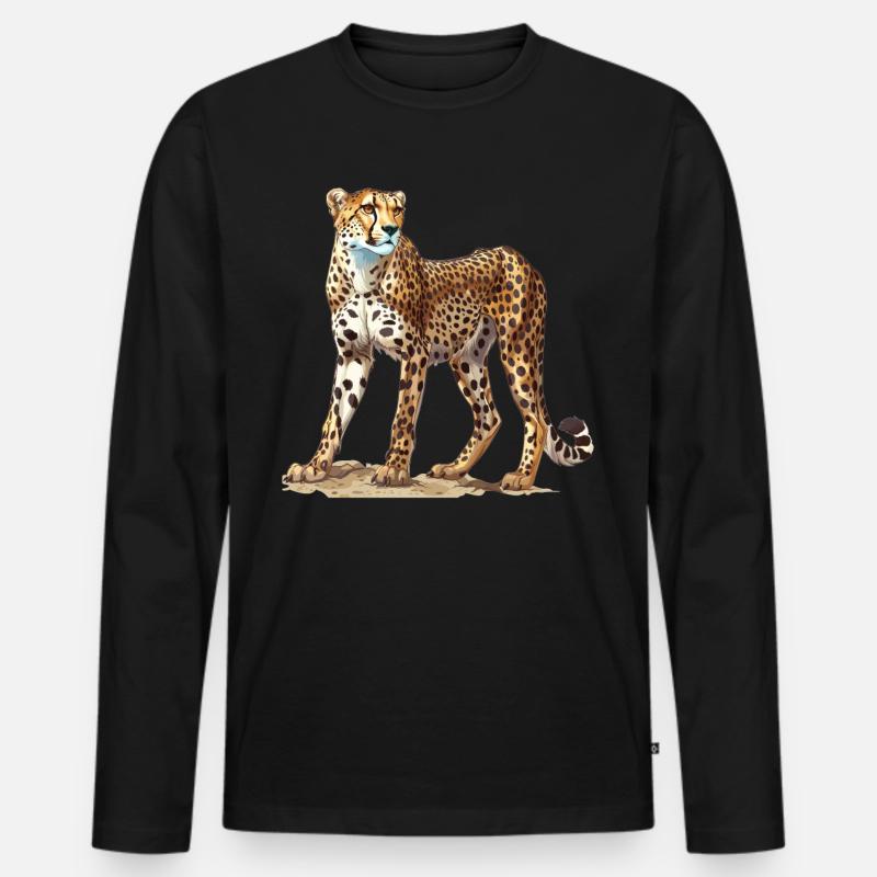 Cheetah Geparde Gepard - Männer Premium Bio Langarmshirt - Schwarz