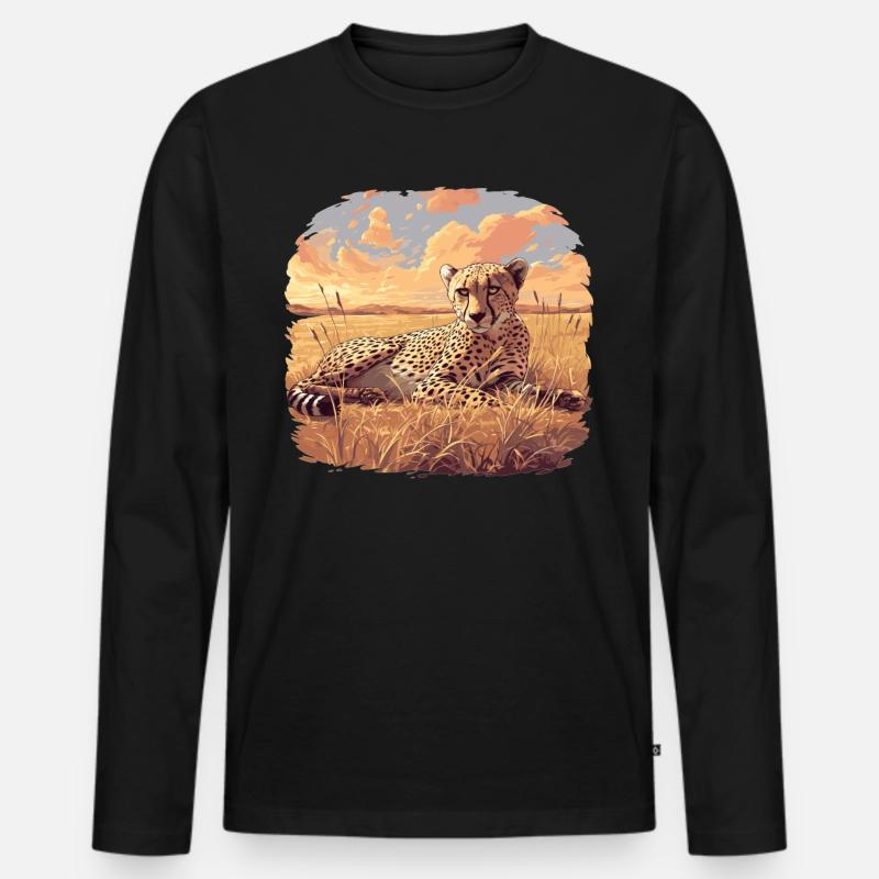 Cheetah Geparde Gepard - Männer Premium Bio Langarmshirt - Schwarz