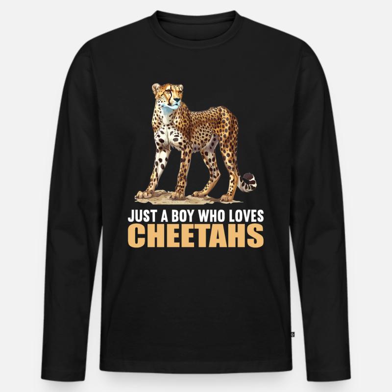 Cheetah Geparde Gepard - Männer Premium Bio Langarmshirt - Schwarz