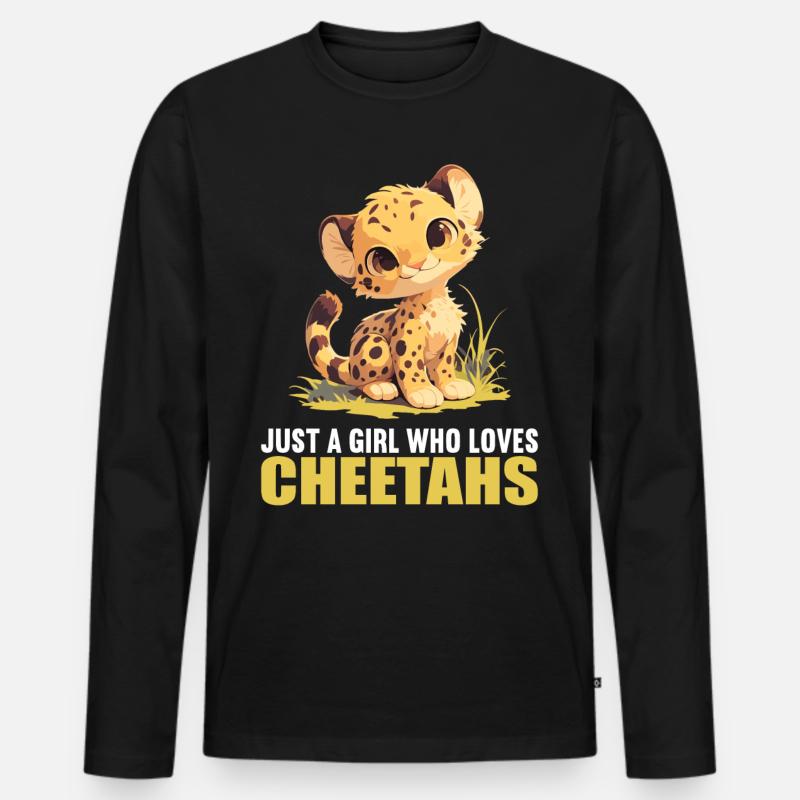 Cheetah Geparde Gepard - Männer Premium Bio Langarmshirt - Schwarz