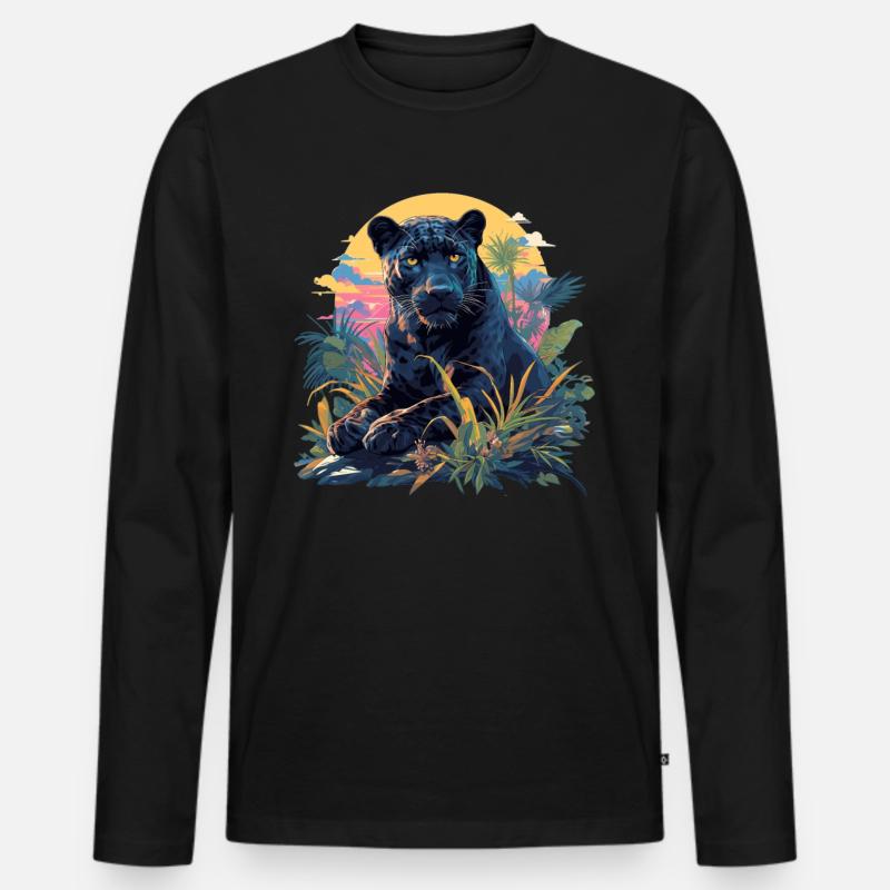 Panthers Panther - Männer Premium Bio Langarmshirt - Schwarz