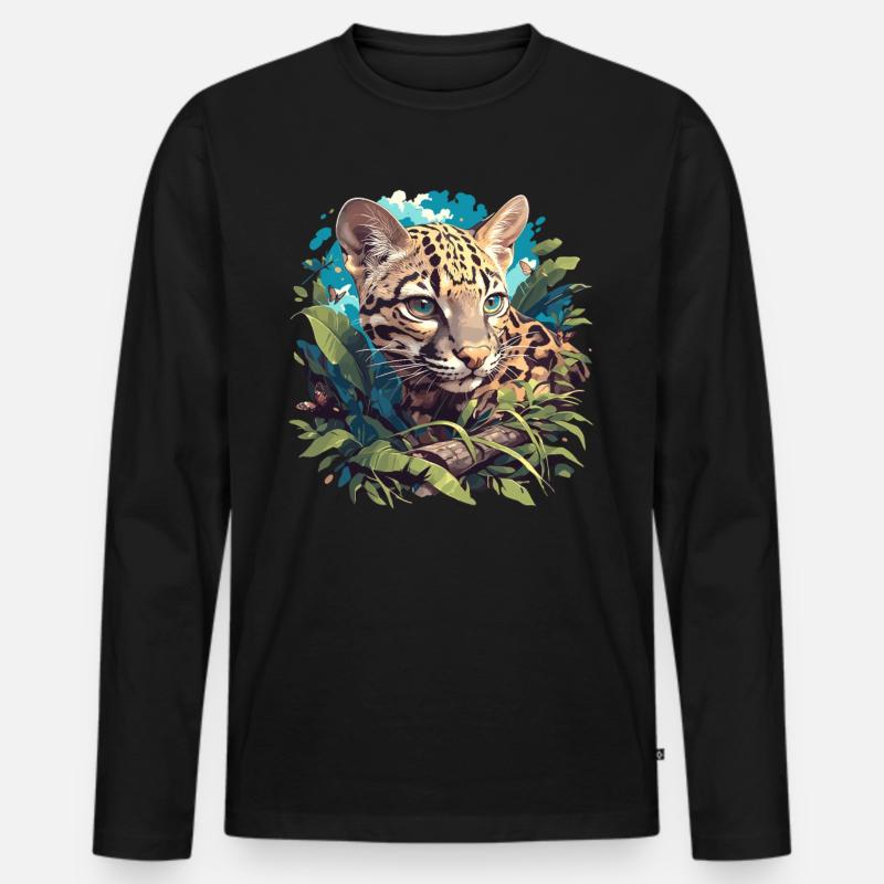 Ocelots Ocelot - Männer Premium Bio Langarmshirt - Schwarz
