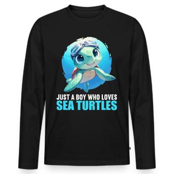 Sea Turtle Meeresschildkröten Meeresschildkröte - Männer Premium Bio Langarmshirt - Schwarz - Vorne - Nico (187cm)