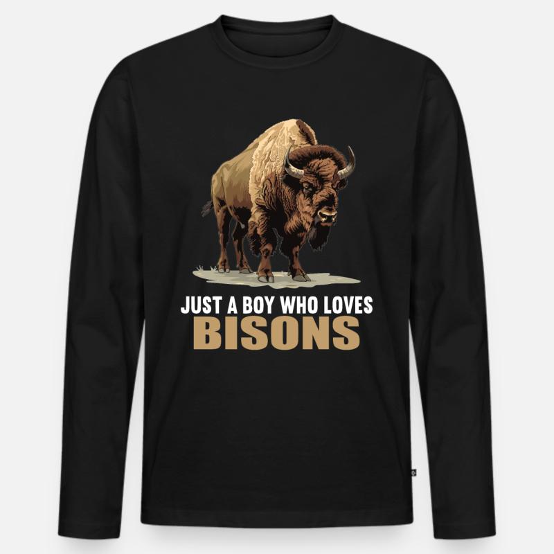 Bisons Bison - Männer Premium Bio Langarmshirt - Schwarz