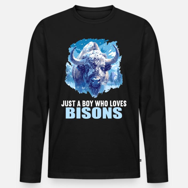 Bisons Bison - Männer Premium Bio Langarmshirt - Schwarz