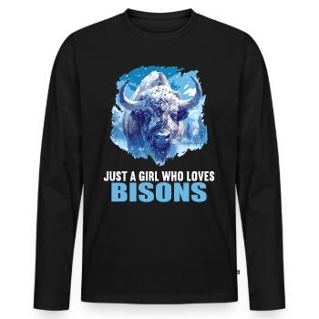 Bisons Bison - Männer Premium Bio Langarmshirt - Schwarz - Vorne - Nico (187cm)