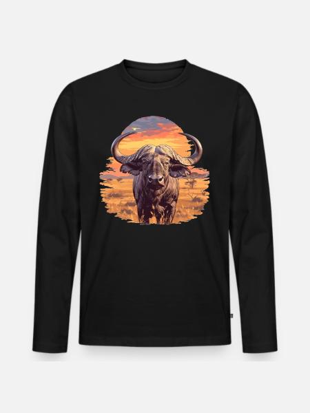 Buffalos Buffalo Büffel - Men's Premium Organic Long Sleeve Shirt - black