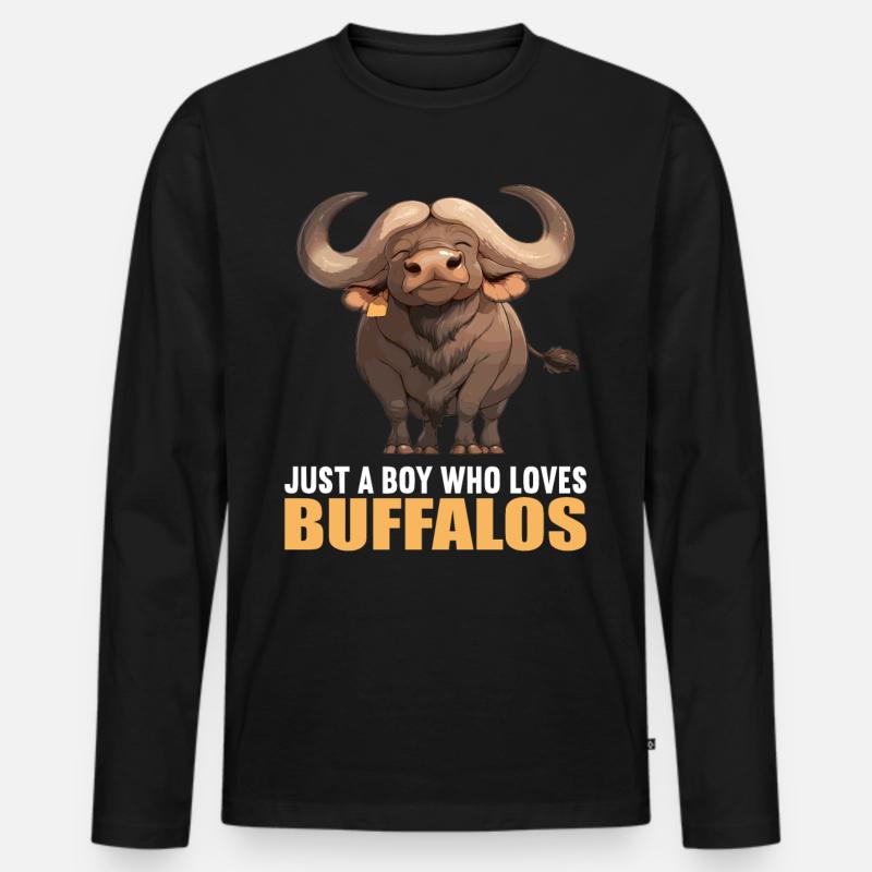 Buffalos Buffalo Büffel - Männer Premium Bio Langarmshirt - Schwarz