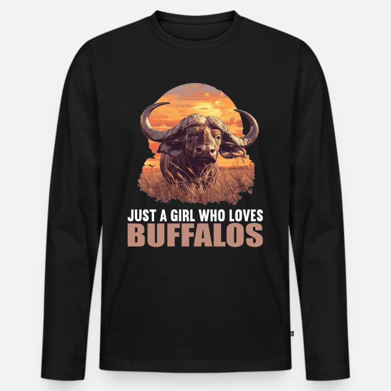 Buffalos Buffalo Büffel - Männer Premium Bio Langarmshirt - Schwarz