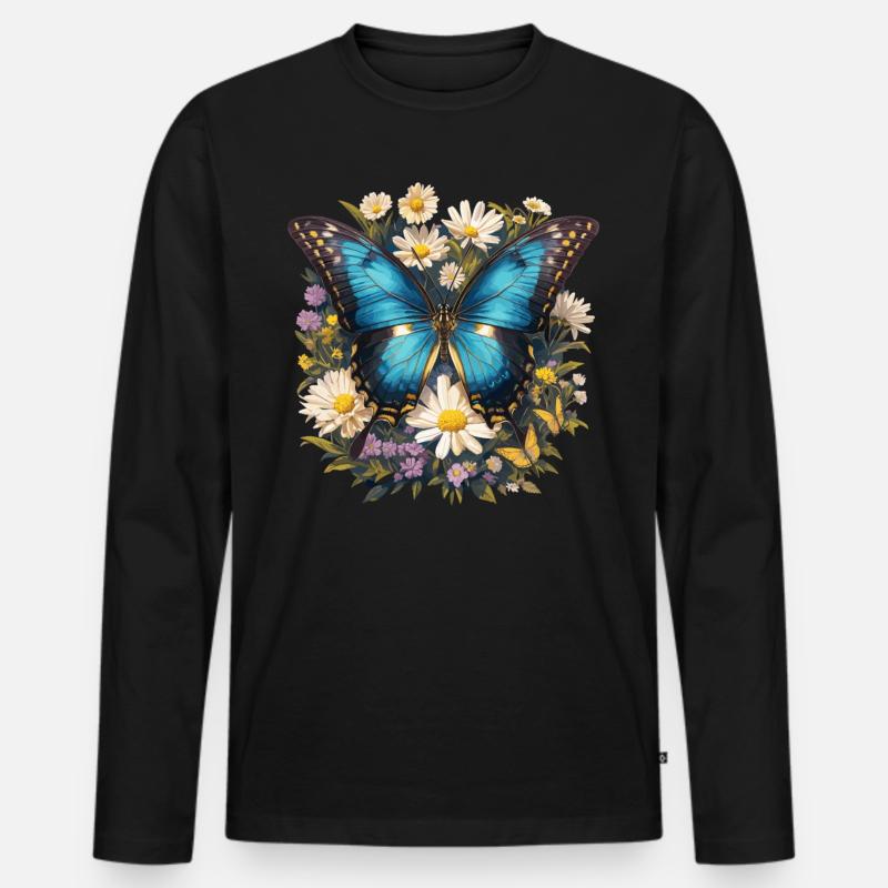 Butterfly Schmetterlinge Schmetterling - Männer Premium Bio Langarmshirt - Schwarz