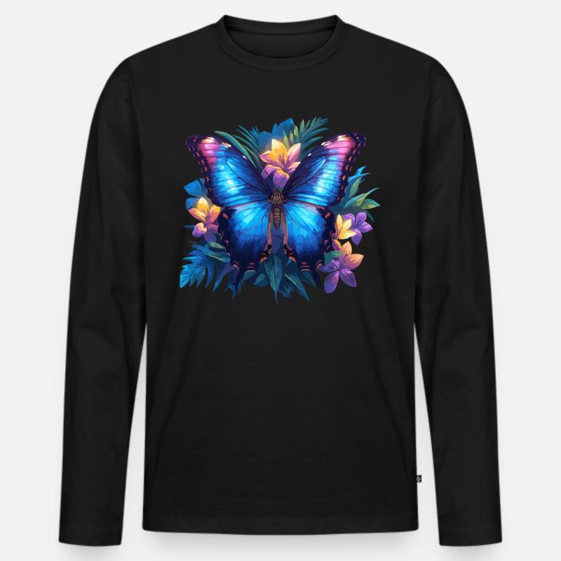 Butterfly Schmetterlinge Schmetterling - Männer Premium Bio Langarmshirt - Schwarz