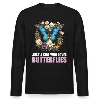 Butterfly Butterflies Butterfly - Men's Premium Organic Long Sleeve Shirt - black - Front - Nico (187cm)
