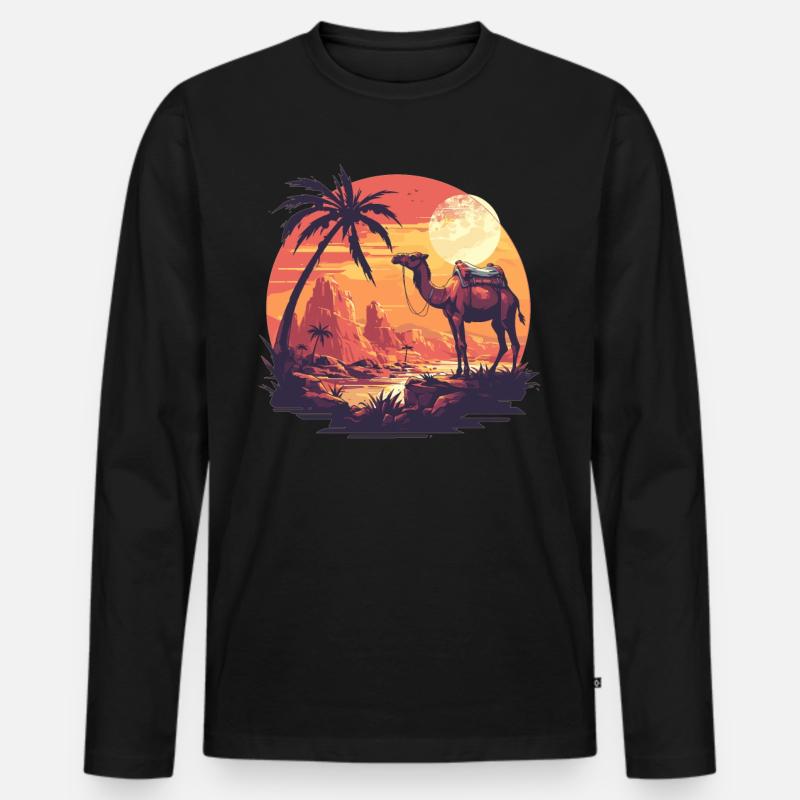 Camel Kamele Kamel - Männer Premium Bio Langarmshirt - Schwarz