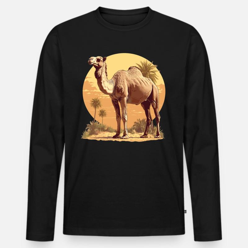 Camel Kamele Kamel - Männer Premium Bio Langarmshirt - Schwarz