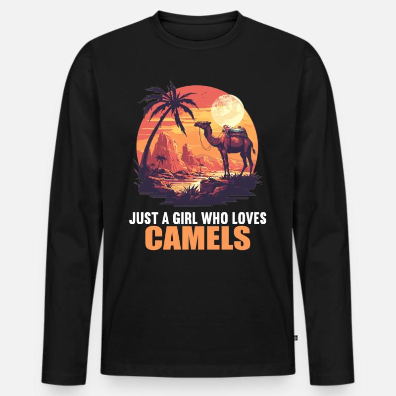 Camel Kamele Kamel - Männer Premium Bio Langarmshirt - Schwarz