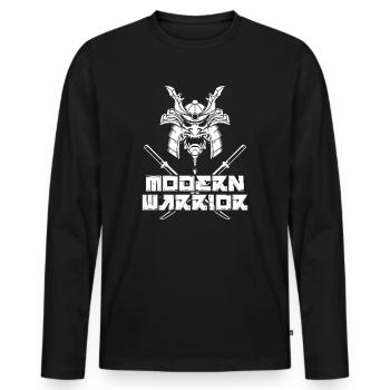 Modern Warrior Japanese Samurai Fighter Mask - Men's Premium Organic Long Sleeve Shirt - black - Front - Nico (187cm)