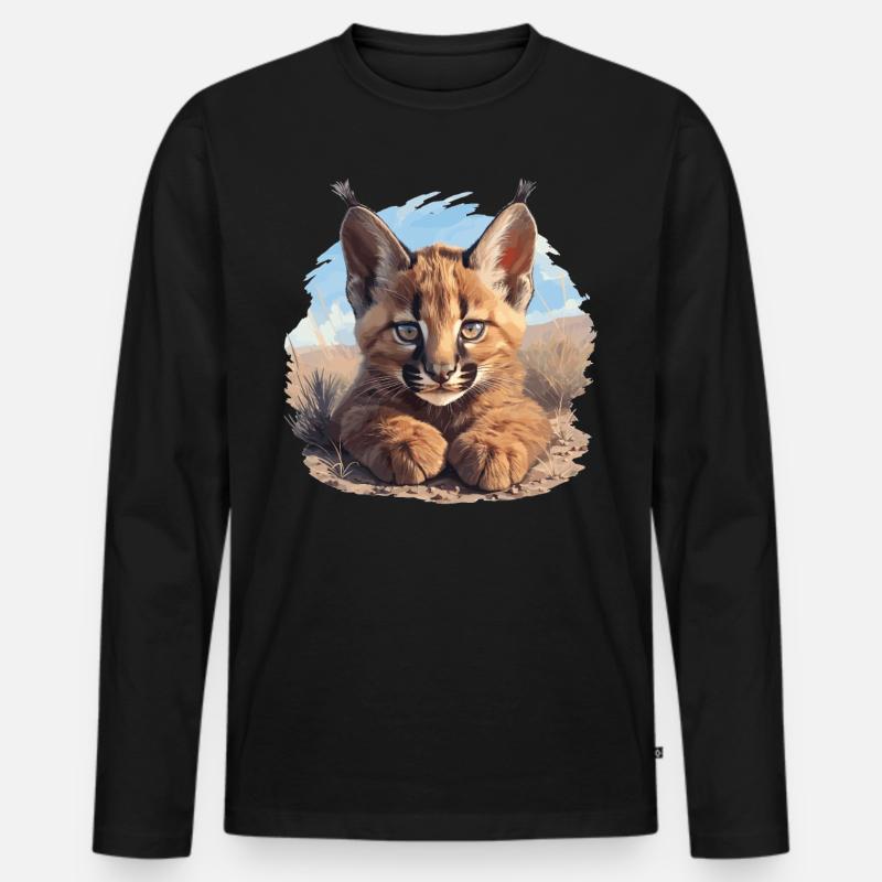 Caracal Karakale Karakal - Männer Premium Bio Langarmshirt - Schwarz