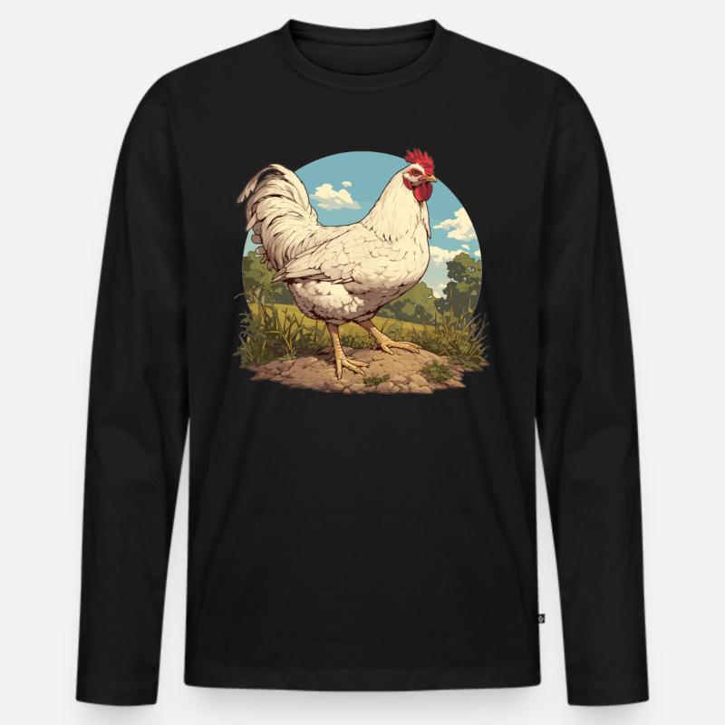 Rooster Hähne Hahn - Männer Premium Bio Langarmshirt - Schwarz