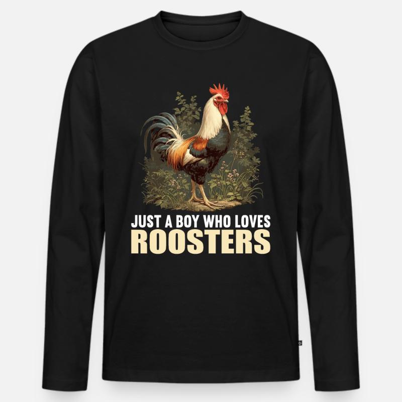 Rooster Hähne Hahn - Männer Premium Bio Langarmshirt - Schwarz