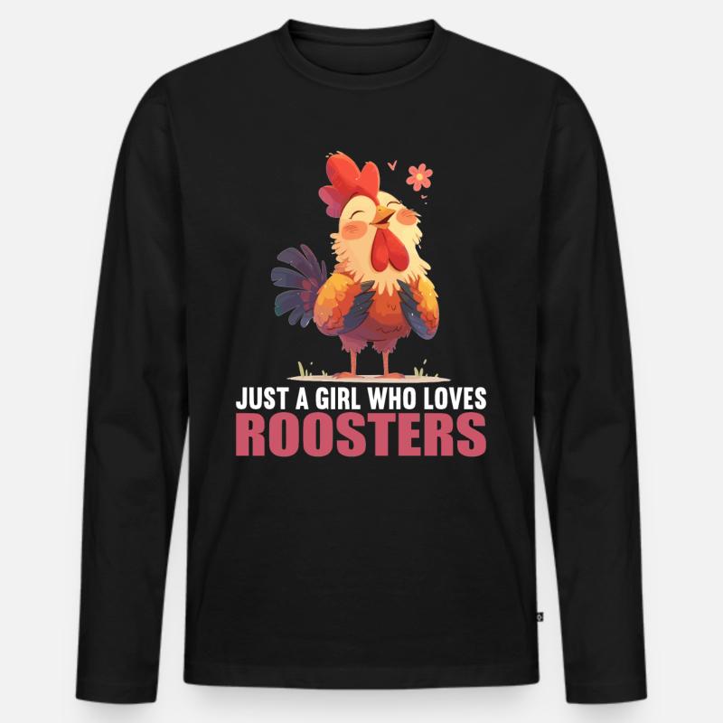 Rooster Hähne Hahn - Männer Premium Bio Langarmshirt - Schwarz