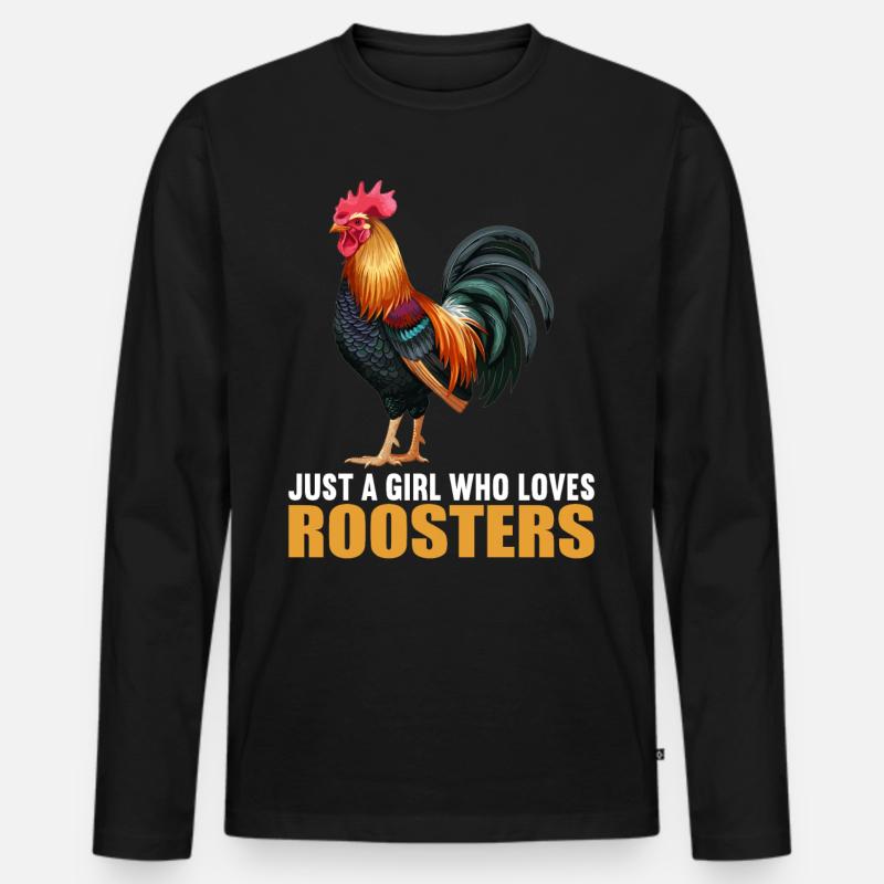 Rooster Hähne Hahn - Männer Premium Bio Langarmshirt - Schwarz