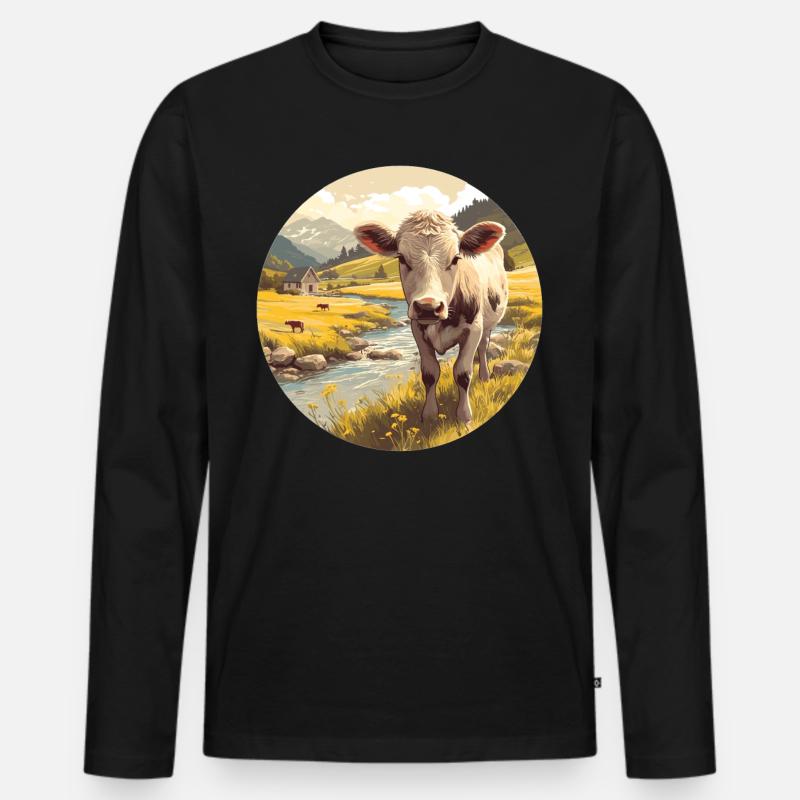 Kühe Kuh - Männer Premium Bio Langarmshirt - Schwarz