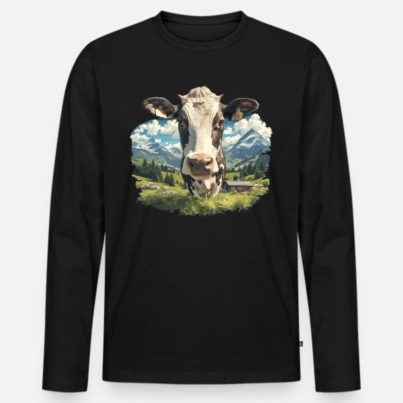 Kühe Kuh - Männer Premium Bio Langarmshirt - Schwarz