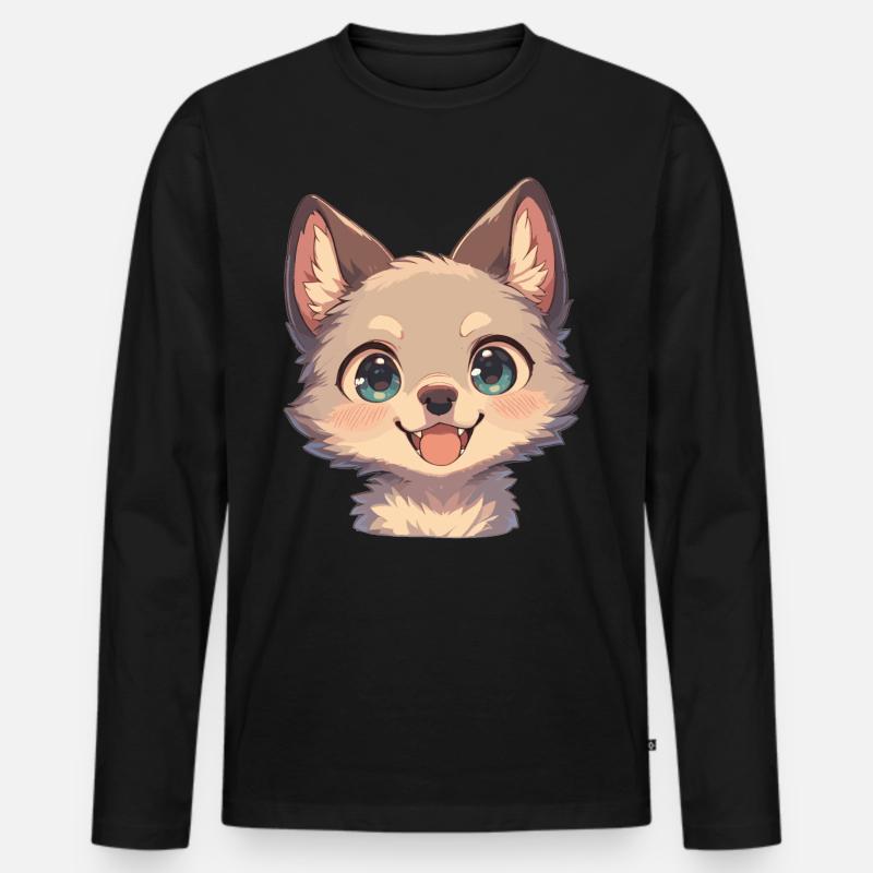 Kojoten Kojote - Männer Premium Bio Langarmshirt - Schwarz