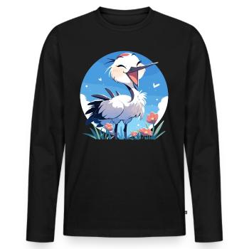 Grues Grues - T-shirt manches longues Premium bio Homme - noir - Devant - Nico (187cm)
