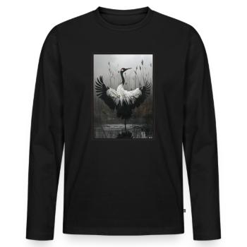 Grues Grues - T-shirt manches longues Premium bio Homme - noir - Devant - Nico (187cm)