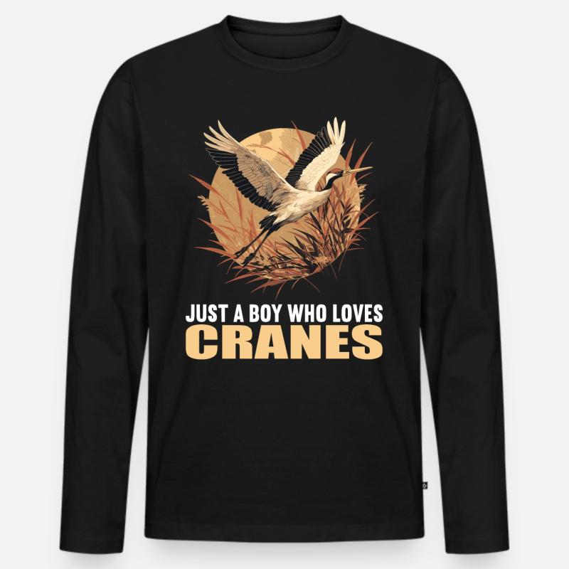 Kraniche Kranich - Männer Premium Bio Langarmshirt - Schwarz