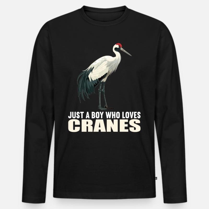 Kraniche Kranich - Männer Premium Bio Langarmshirt - Schwarz