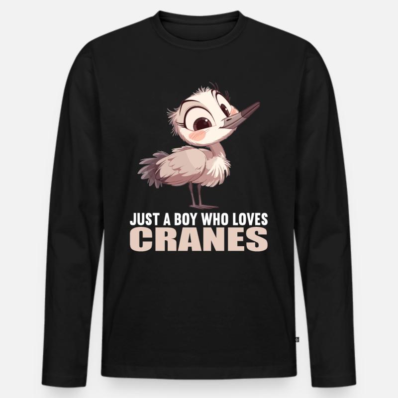 Kraniche Kranich - Männer Premium Bio Langarmshirt - Schwarz