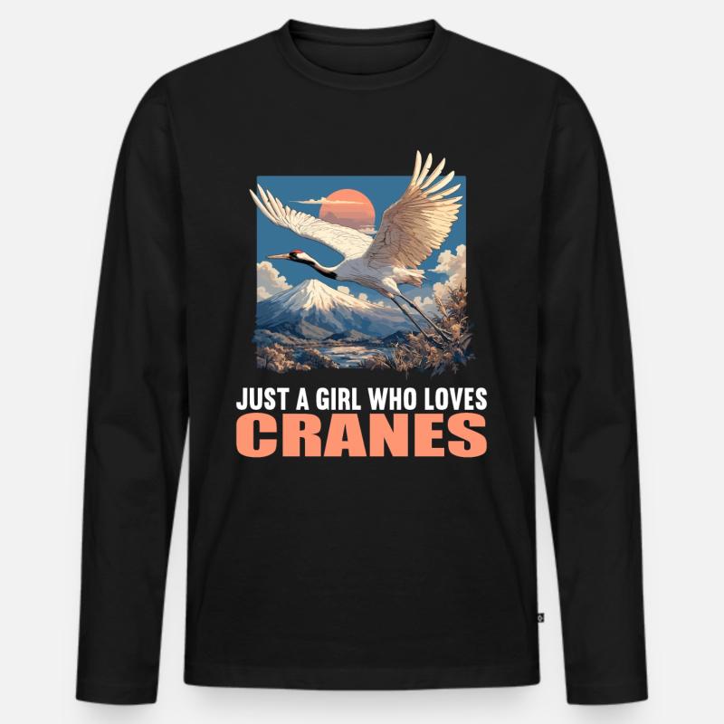 Kraniche Kranich - Männer Premium Bio Langarmshirt - Schwarz