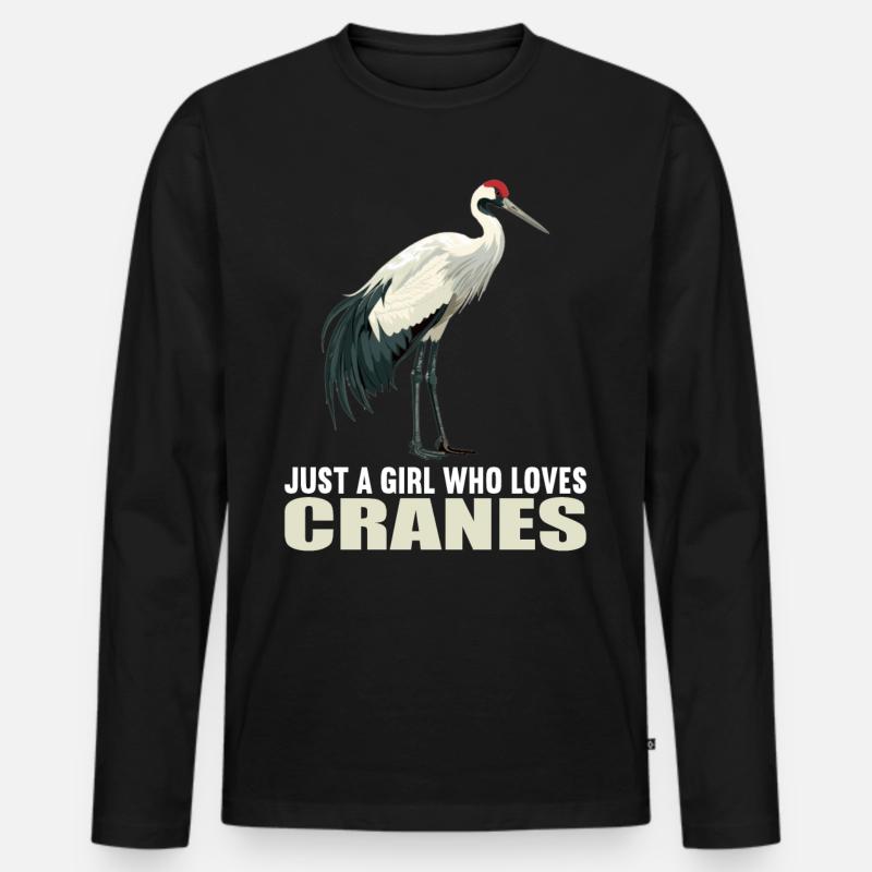 Kraniche Kranich - Männer Premium Bio Langarmshirt - Schwarz