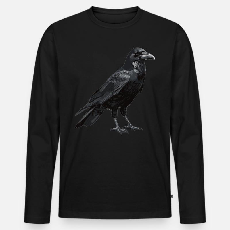 Krähen Krähe - Männer Premium Bio Langarmshirt - Schwarz