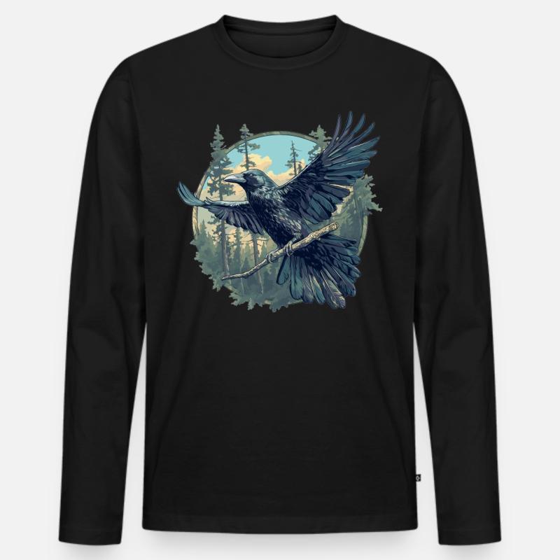 Krähen Krähe - Männer Premium Bio Langarmshirt - Schwarz