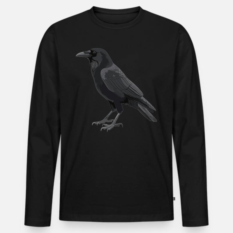 Krähen Krähe - Männer Premium Bio Langarmshirt - Schwarz